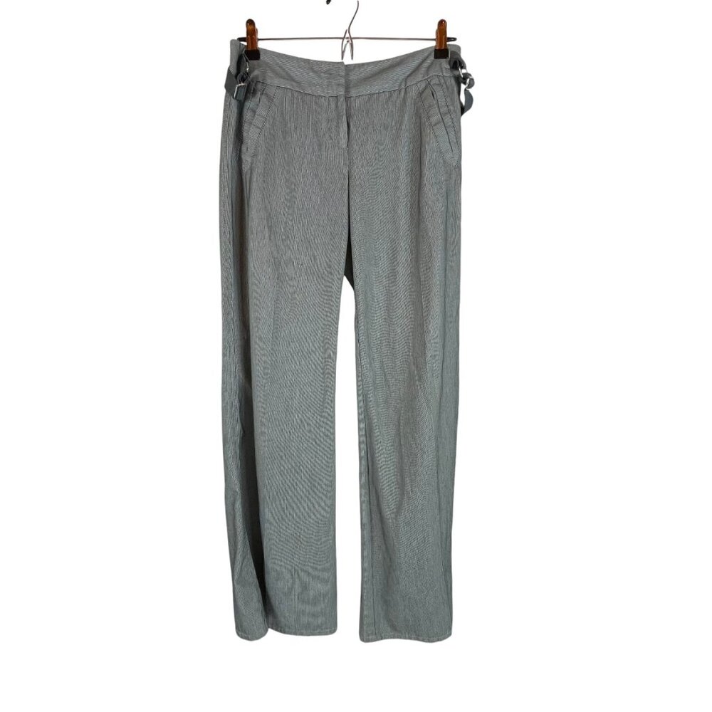 Tom K Nguyen Trouser Pants Sz 6 Womens Flare Wide Leg Stripe Gray